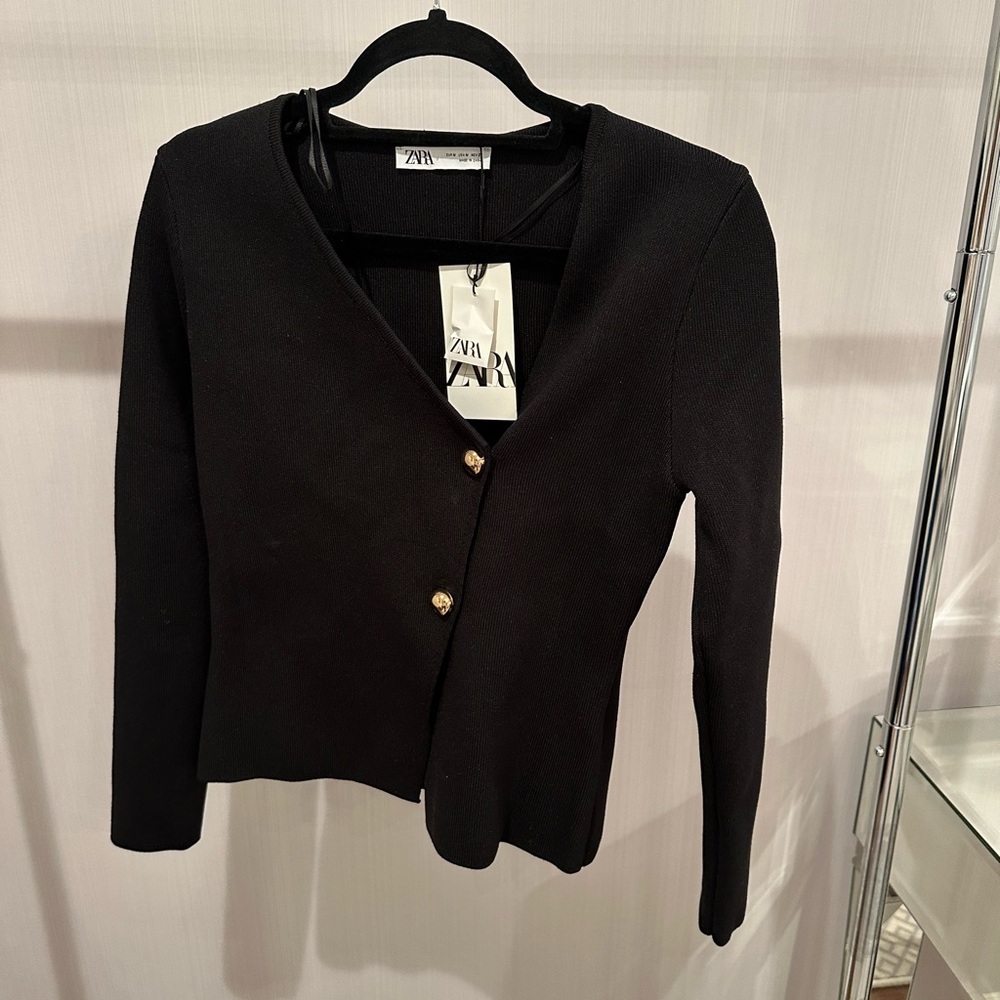 Zara Black Cardigan with Gold Buttons